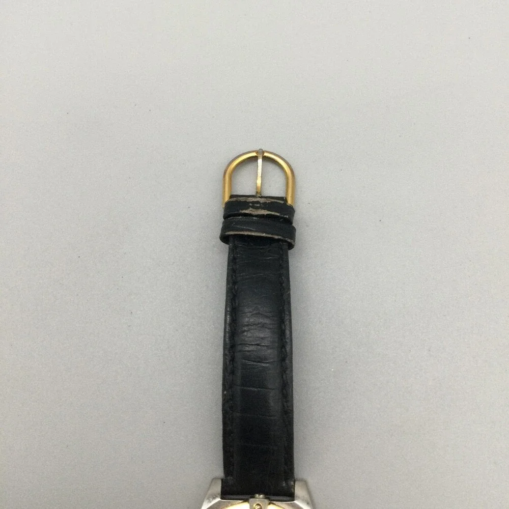 Vintage Guess Womens Watch 28mm Two Tone Gold Black Leather New Battery